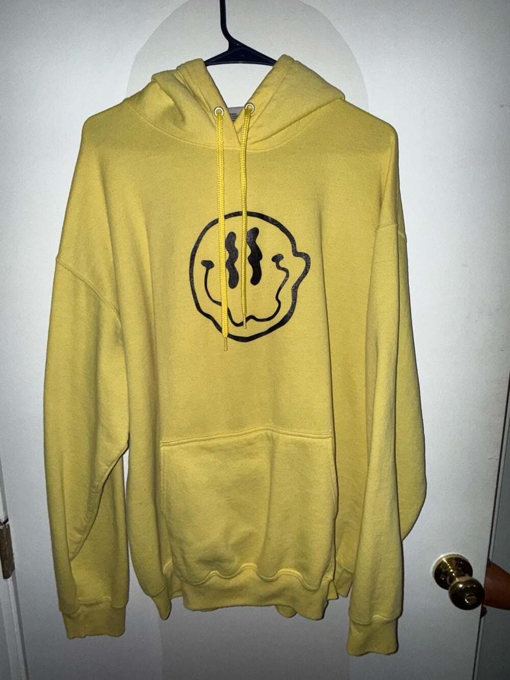 Stache Co Yellow Melting Smiley Face Stash Pocket Hoodie